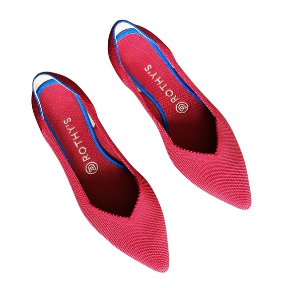 Rothy's Women's Red Pointed Toe Knit Ballet Flats Size 9 - Picture 1 of 11